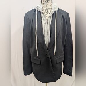 Evereve Black Jacket with Gray Hoodie